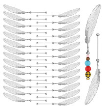 30pc DIY Beadable Bookmarks,Blank Bar with FeatherPendant Beaded Page Holder Book Mark CraftMaking Kit for Book Lovers A