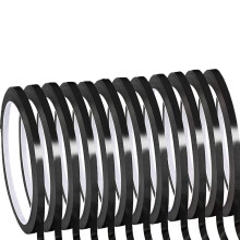 Whiteboard Pinstripe Tape 12 Rullar 1/8 Tum Tunn Vit Board Torrradering Linje Gridding Tejp (Svart)
