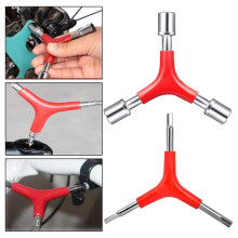 Bike Spoke Wrench, Portable Bicycle Spoke Tool Kit Includes 8 Way Bike Rim Truing Tool, Spoke Wrench with Rubber Handle