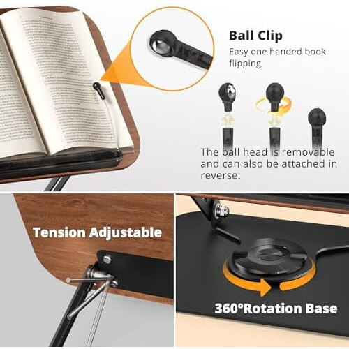 Adjustable Book Stand with 360 Rotation Foldable Elastic 2