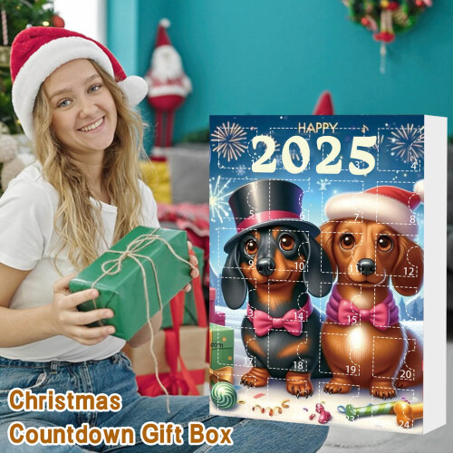 Χριστουγεννιάτικο Ημερολόγιο Advent24 τεμάχια στολίδια Red Hat Dachshund 2