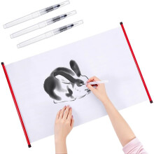 Magic Canvas Paint with Water, 24x16 Inches Chinese Calligraphy Paper with 3 Empty Watercolor Pens Reusable for Students