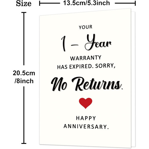 Funny 1st Anniversary Card for Couples, 1 Pack 2