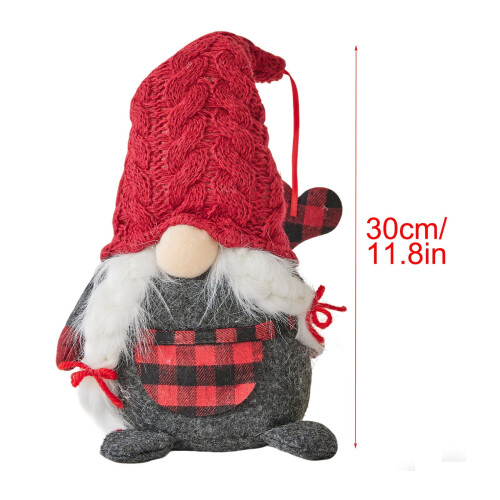 Gnome dockornament med röd stickad mössa, 1 st. 2