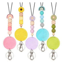 CordãO de Glitter Personalizado com Flor de Arco-íRis CordãO para Presente de Professor com Nome para Chaves Crachá de IdentificaçãO