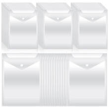 50Pcs Clear Plastic Envelopes with Snap Button Stamp and Die Storage Pockets for School Home Office 7.08 X 9.44Inch