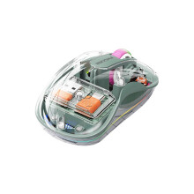 FMOUSE Wireless  Mouse Transparent Magnetic Rechargeable Mouse Three Mode Silent Led Lamp Mouse for Laptop PC Green