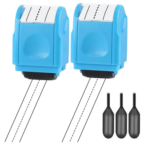 2PCS Dashed Handwriting Lines Roller Stamp, Self-Inking Practice  Roller Stamp with 3 Refills,
