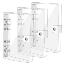 3 Pack A6 Transparent Soft PVC 6 Ring Binder Cover Clear Binder Notebook Cover A6 Binder for Refillable Notebook