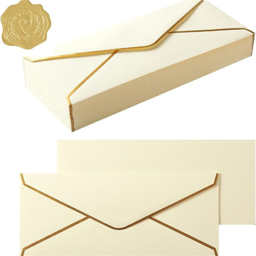 Business Envelopes with Gold Border #10 150gsm 1