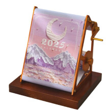 2025 Metal Hand Crank Press Desk Calendar Oil Painting Vintage Flip Page Personalised Desktop Decorations