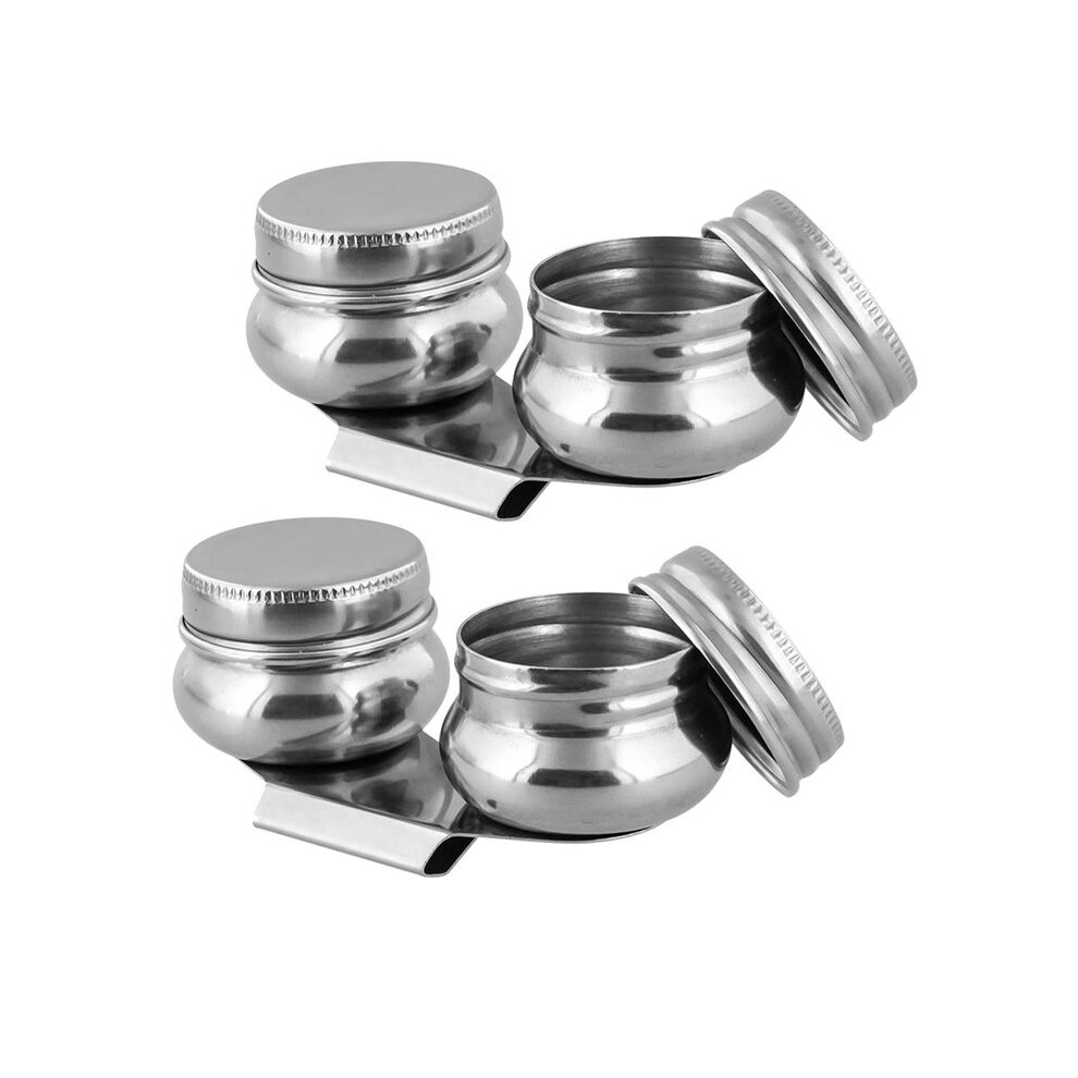 Palette Cup with Lid, Stainless Steel Double Dipper Oil Painting Pot Container, No Leakage, Can Clip  Palette 2pack