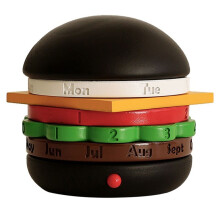 Burger Shape Calendar Solid Wood Home Decor Rotating Calendar Table Decoration Matching Gift Desk Calendar Black