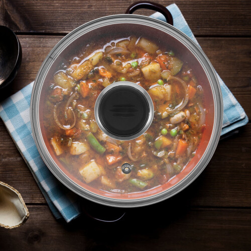Transparent Glass Pot Lid with Vent Hole Cookware Cover for Kitchen Use 1