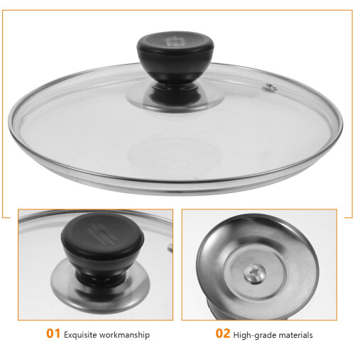 Transparent Glass Pot Lid with Vent Hole Cookware Cover for Kitchen Use 2