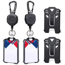 Porta Badge Retrattile e Moschettone per Carichi Pesanti Portachiavi con Porta Badge Tattico con Cuscinetto per Cavo Retrattile da 32 Pollici