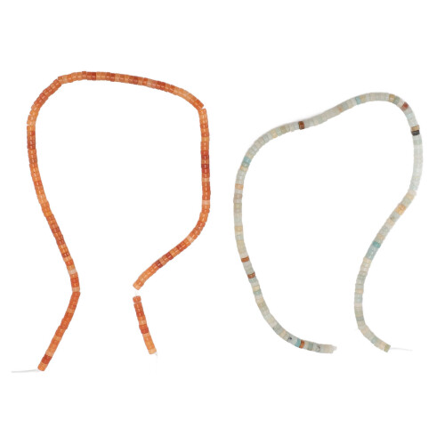 2-Ketten Steinperlen-Set: roter Achat, Amazonit 4x2mm
