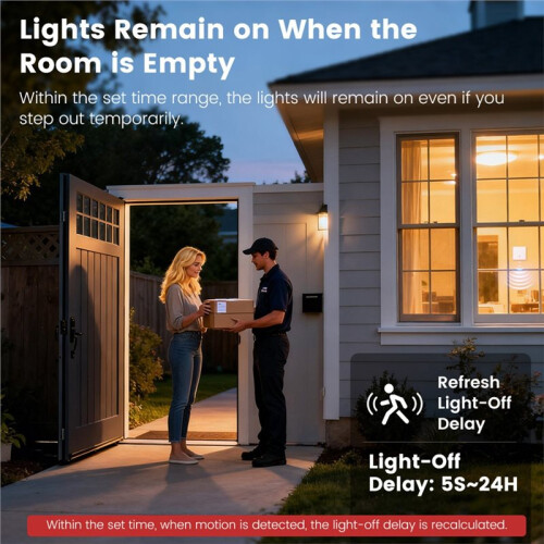 Tuya  WIFI Light  with 5M  Human Motion Detection Alarm Sensor No Need Neutral Wire  2Gang