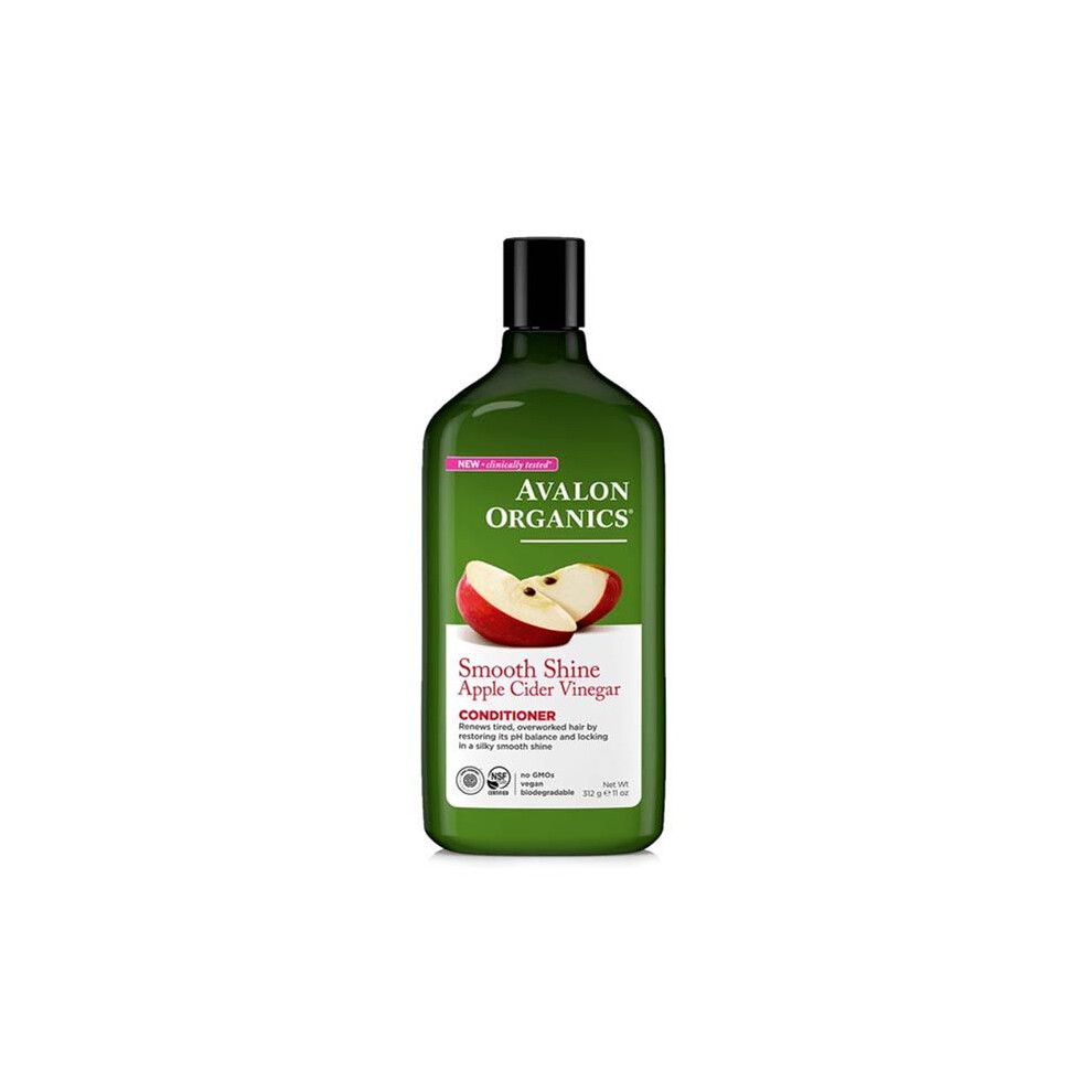 Avalon Organics Smooth Shine Apple Cider Vinegar Conditioner 11 Oz Clarifying & Shine-Enhancing Conditioner for Dull, Oily Hair