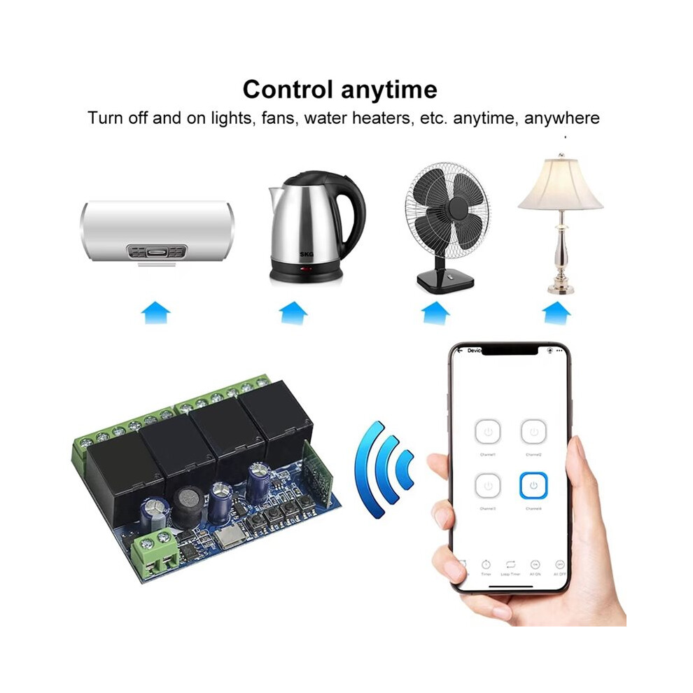 4-Channel Intelligent WiFi /Relay Module, 6-Button Remote Control ...