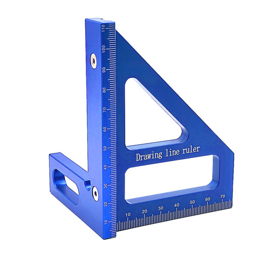 Aluminum Woodworking Square Protractor 45/90 Miter Ruler Blue 2