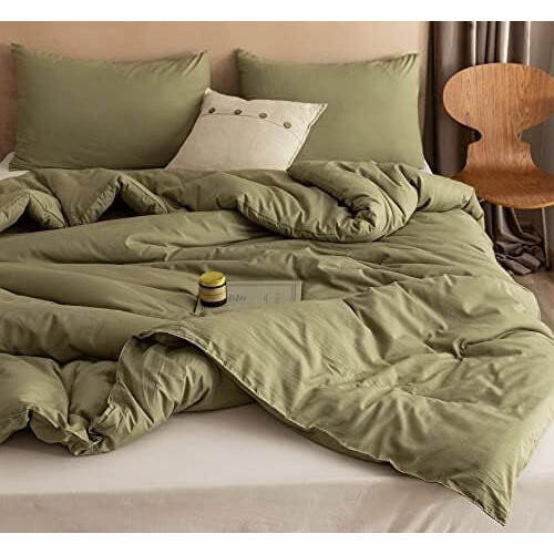 Σετ πάπλωμα King Size Λαδί, 3 τεμάχια (1 πάπλωμα Boho & 2 μαξιλαροθήκες), Ελαφριά κουβέρτα, 1