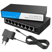 8 Port Gigabit Ethernet RJ45 Hub Internet Splitter Ethernet Network 10/100/1000Mbps EU Plug