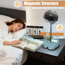 Bedside Lamp, Table Lamp for Bedroom with 3 Color Dimming, Grow Lights for Indoor Plants, Battery Powered Cordless Light