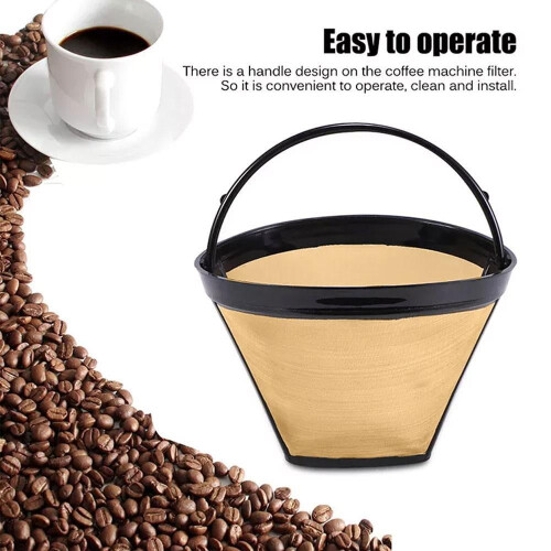 Seebee Stainless Steel Reusable Size 4 Cone Shape Permanent Filter Coffee Ba 2