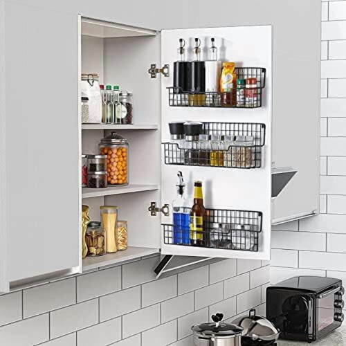 Väggmonterat kryddställ, svart, 4-pack 2
