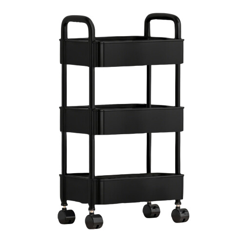 4-Tier Storage Cart with Armrests - Rolling Casters Sturdy Multi-Space Organizer, Easy-Clean Home/Office/Bathroom Storage Solution 1