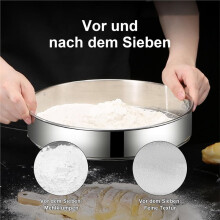 Roestvrijstalen Bloemzeef, Set van 2 Ronde Bakzeven, 15/20 cm, Fijne Zeef met Maaswijdte 60, Bloemzeef voor Bakken en Granen