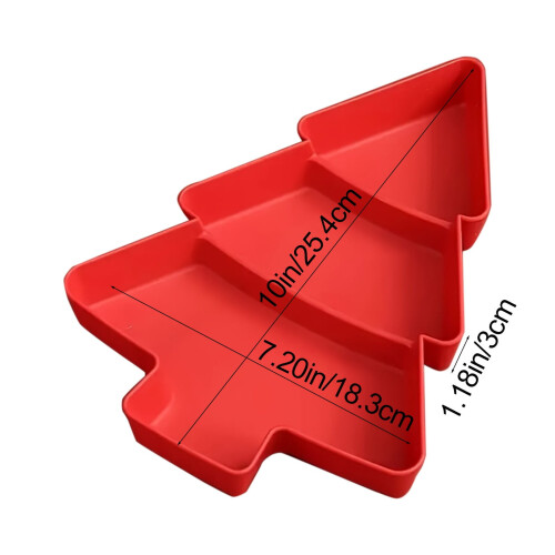 Fruit Snack Tray Christmas Tree Shape 3 Compartments 1