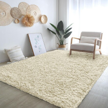 (120cm x 170cm OR 4ft x 5ft 6"- Small Area Rug, Cream- Shaggy Rugs) Modern Living Room Rugs Shaggy Fluffy Bedroom Soft Carpets Runner Indoor Outdoor Rug Floor Mats