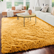 (120cm x 170cm OR 4ft x 5ft 6"- Small Area Rug, Yellow/ Ochre- Shaggy Rugs) Modern Living Room Rugs Shaggy Fluffy Bedroom Soft Carpets Runner Indoor Outdoor Rug Floor Mats