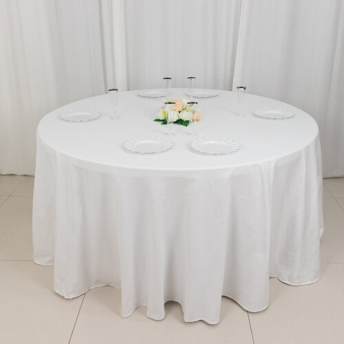 Cotton Round Tablecloth 120 inches White 2