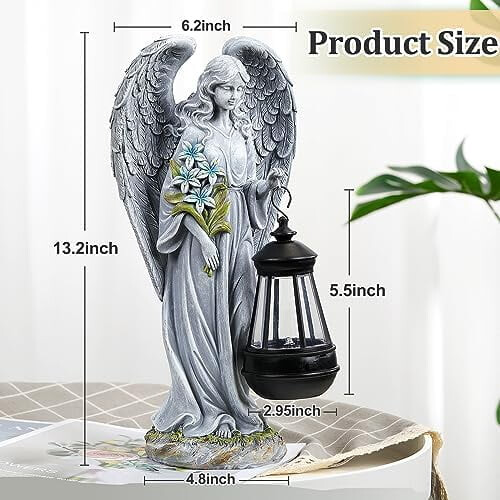 Solar Angel Garden Statue 13.2 in White 2