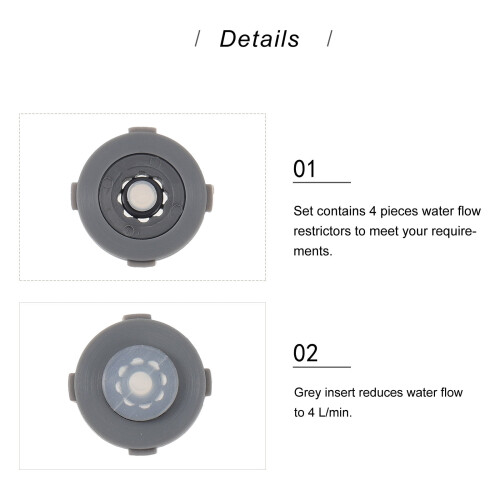 4Pcs Silicone Insert Water Flow Restrictors for Shower Head Grey Durable 2