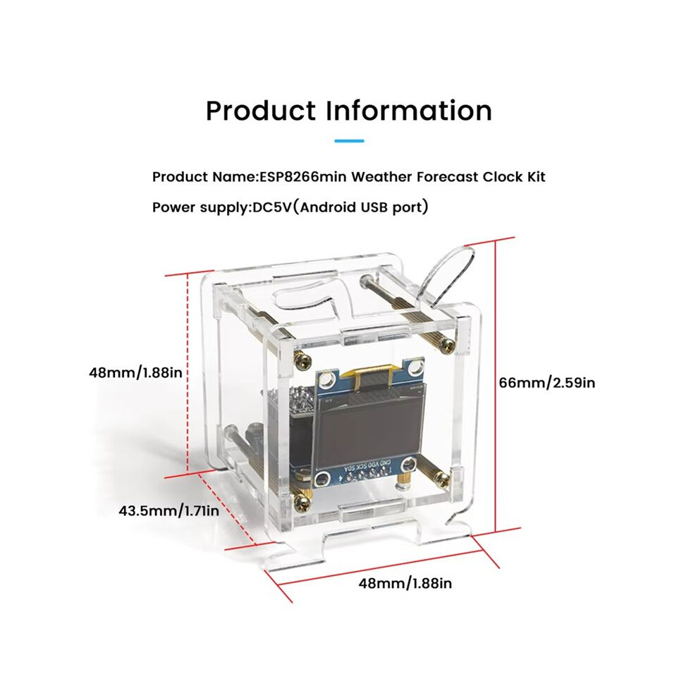 Diy Esp8266 Electronic Clock Kits Oled Display Support 2.4G Wifi Networking With Casediy Soldering Loose Parts 6031369187945