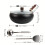 Σετ τηγανιών Wok από ανθρακούχο χάλυβα 10,6" (3 τεμάχια) με γυάλινο καπάκι, σπάτουλα 5