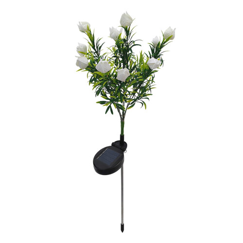 Luminárias solares de LED brancas em formato de flor de gardênia, 74 cm (29 polegadas). 1