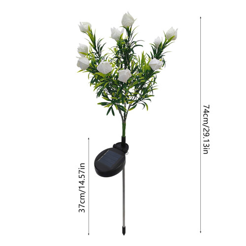 Luminárias solares de LED brancas em formato de flor de gardênia, 74 cm (29 polegadas). 2