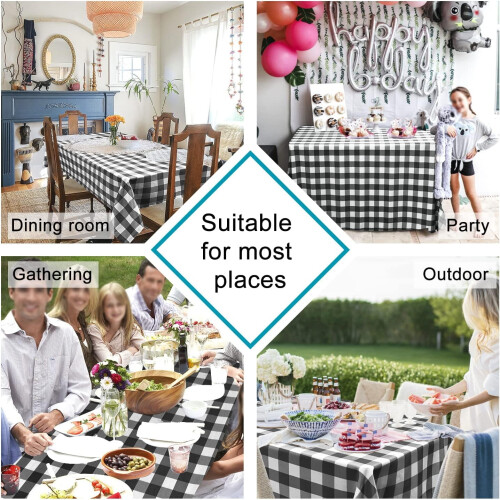 Black & White Checkered Tablecloth 60x102 in 1