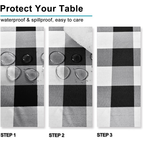 Black & White Checkered Tablecloth 60x102 in 2