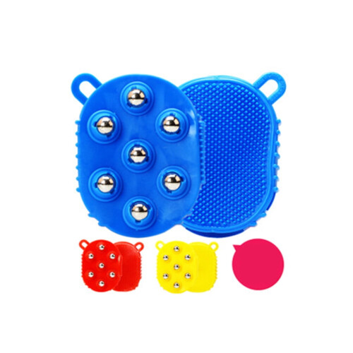 Handflächenförmiger Massagehandschuh mit 7 Metallkugeln, blau 2