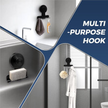 Suction Cup Shaver Holder for Shower,Heavy-Duty Suction Hooks for ,Towel,Removable Metal Shower Hook 2 Pack Black