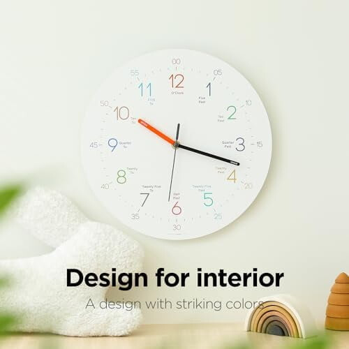 12 Inch Slim Silent Wall Clock Ivory Finish 2