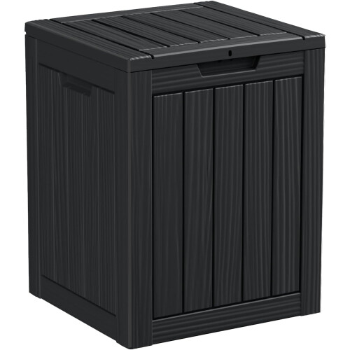 28-Gallon Floral Resin Deck Box - Black 1