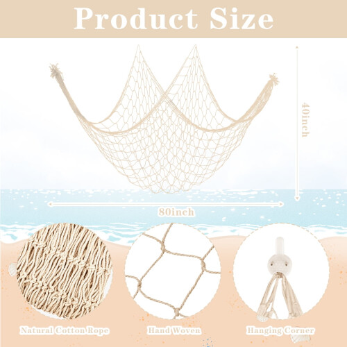 Fish Net Decor 80x40in Natural Cotton 2 Pack 2