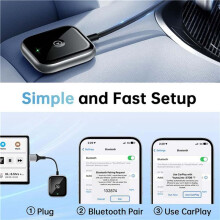 2 in 1 Wireless Carplay Adapter Wired to Wireless Adapter Car AI Box Plug & Car Adapter White